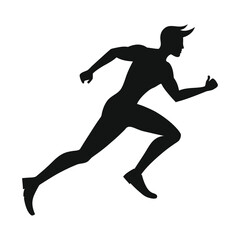 Black vector silhouette illustration of young athletes running, jumping, and sprinting in sports competition