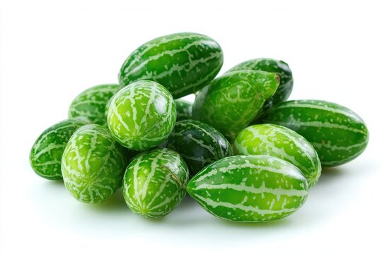 Cucamelon Delight: Freshly Picked Melothria Scabra on White Background