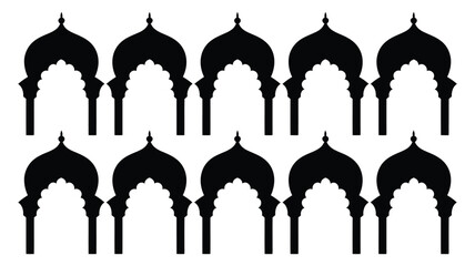Elegant Islamic archway silhouettes offer a timeless, cultural aesthetic ideal for Ramadan projects, wallpaper, or decorative backgrounds with global appeal