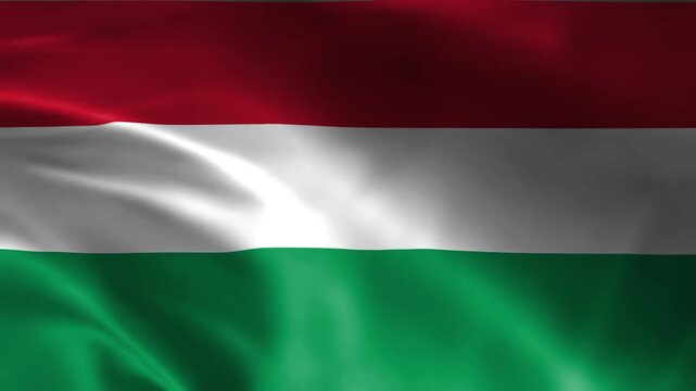 hungary national flag with realistic fabric texture and gentle waving motion on dark background