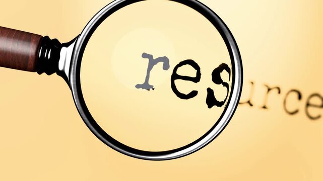 Resources under close examination. Focusing on Resources, analyzing it, taking a closer look. Concentrating on Resources, reviewing it, searching for answers