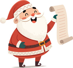Cute Santa Claus Cartoon – Flat Solid Color Christmas Art