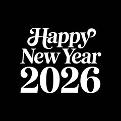 Happy new year 2026 text in white on a, a festive greeting for the upcoming year