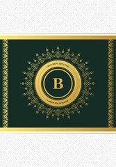 Elegant Gold Letter B Logo Design with Floral Ornament Frame