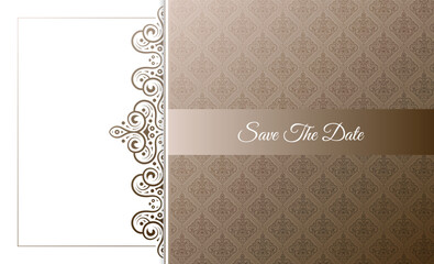 Elegant Ornate Damask Style Save The Date Card Design Template