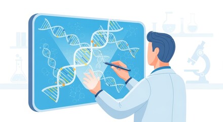 Scientist Analyzing DNA Structure Genetic Research and Scientific Discovery