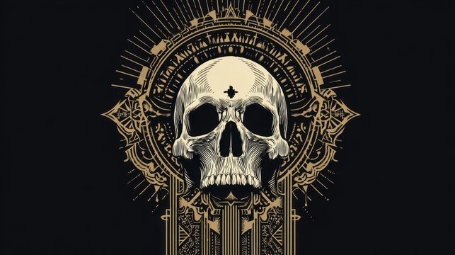 Elegant Vintage Skull Designs: Art Deco Inspired Logos for Tattoos Collection x10