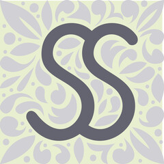 Obraz premium Floral SS Monogram Logo | Elegant Decorative Letter Design | Vintage Ornamental Pattern Background