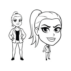 Cartoon Woman with Ponytail Mascot
