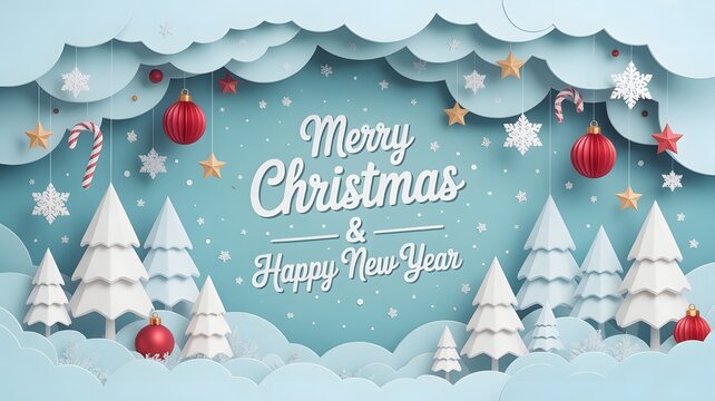 Whimsical Paper-Cut Art for Christmas and New Year Greetings