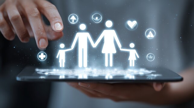 Digital Insurance App Promoting Family Benefits Online Interface Modern Technology Interactive Environment Engaging Viewpoint Innovative Concepts for Enhanced User Experience