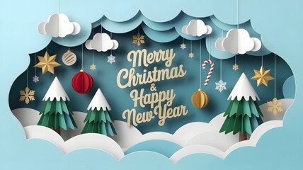 Whimsical Paper-Cut Art for Christmas and New Year Greetings