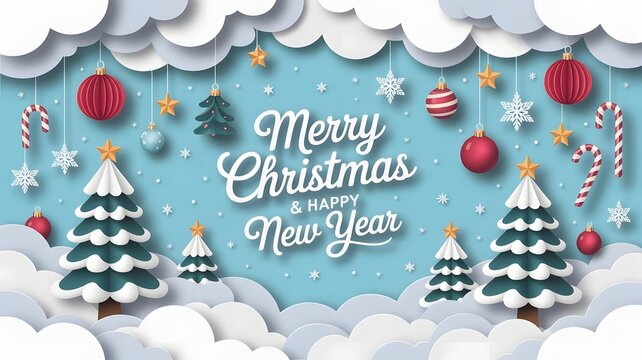 Whimsical Paper-Cut Art for Christmas and New Year Greetings