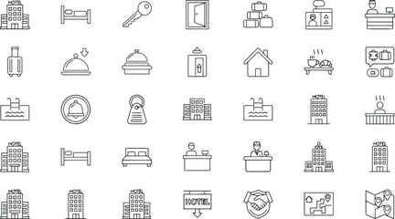 Collection of hotel and accommodation icons