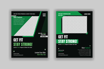 Dynamic Fitness Flyer Design for Gym and Sports Center and Social media fitness ads vector design