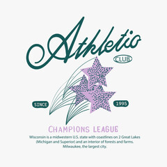 Athletia typography streetwear style vector design illustration. Hand drrawn creative streetwear, clothing, urban, Star tee shirt design.