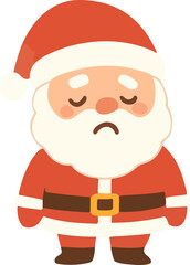 Unhappy Santa Claus Cartoon Illustration - Melancholy Christmas Character with Sad Expression
