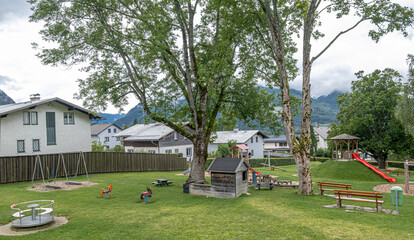 Street view in picturesque Mariazell, a well-known pilgrimage destination, located in Salza valley,...