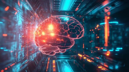 Artificial intelligence brain creating digital data in neural network - Powered by Adobe