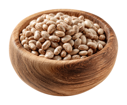 Harvesting organic pinto beans in a rustic food isolated on transparent background
