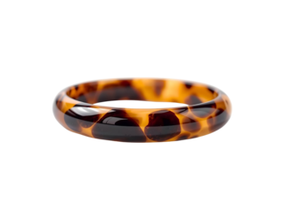 Macro Angled Tortoiseshell Bangle with Polished Detail on Clean White Background