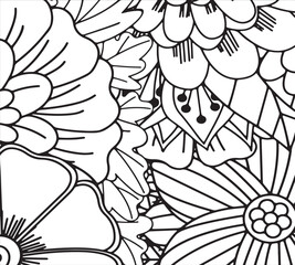 Simple Flower Coloring Pages For Adults and Kids 