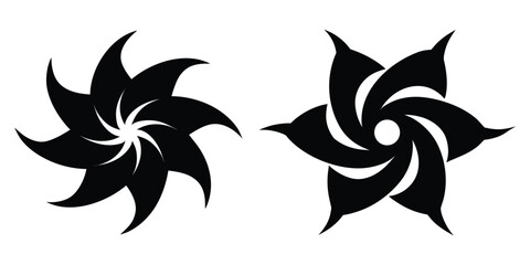 Obraz premium Abstract black floral patterns with swirl designs on white background