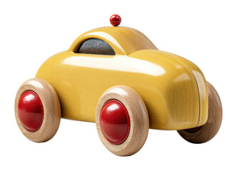 Colorful wooden toy car display children's room product playful design isolated on transparent background