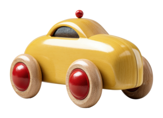 Colorful wooden toy car display children's room product playful design isolated on transparent background