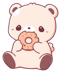 Fototapeta premium PNG Cute bear eating a cookie kawaii illustration character.