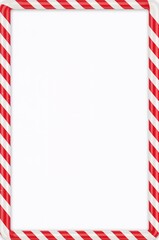 Fototapeta premium Candy Cane Christmas Frame Background – Red and White Striped Holiday Border for Text, Cards, Invitations or Social Media