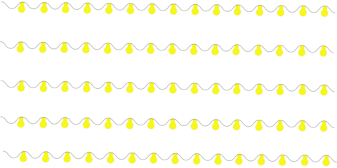 Happy New Year 2026. PNG festive light with gold garland ribbon, glowing string, colourful lamp, LED border decoration, holiday card background, party design, transparent vector, winter celebration.