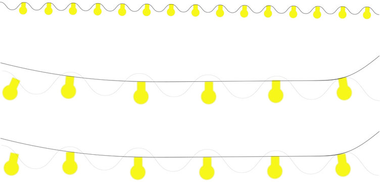 Painting, shine, colourful,  glowing, illuminated glow create a festive border. PNG festive light with gold garland ribbon, glowing string, colourful lamp, LED border decoration, holiday. - Powered by Adobe