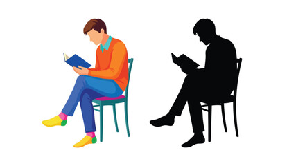 Silhouette of a walking man with a bag a simple graphic illustration