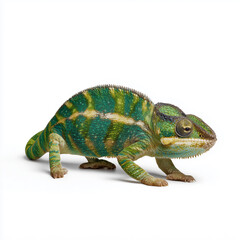 Obraz premium Bright Green Chameleon in Side Profile View