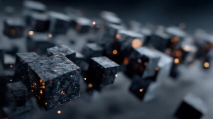 Abstract floating cubes with glowing particles dynamic modern background - Powered by Adobe