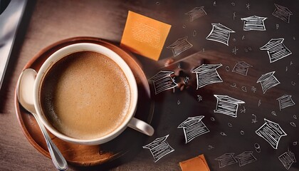 graduation celebration with coffee and notes