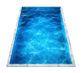 Refreshing swimming pool water backyard oasis clear blue aerial view isolated on transparent background