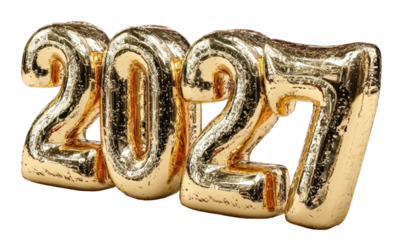 New year celebration 2027 global festivities vibrant isolated on transparent background