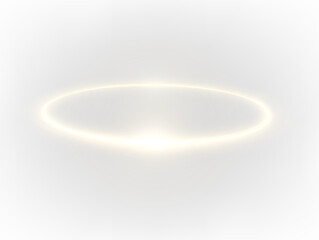 Golden glowing ring halo, sparkling on a transparent background
