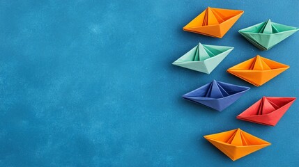 Creative visual of diversified portfolio using colorful origami boats labeled with assets floating on blue surface.