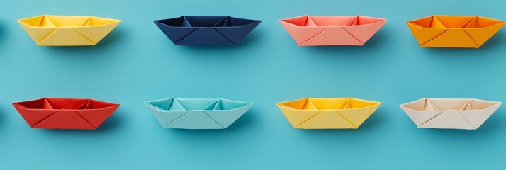 Creative visual of diversified portfolio using colorful origami boats labeled with assets floating on blue surface.