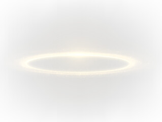 Golden glowing ring halo, sparkling on a transparent background