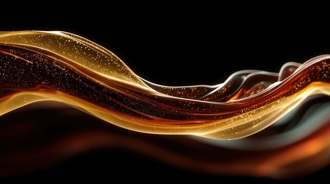 Abstract illustration of cognac amber gradient, cognac rich texture flows against black background