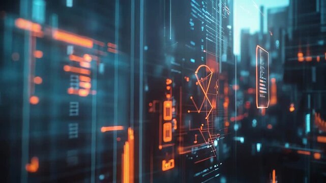 Digital data analyzing financial market information technology - Powered by Adobe