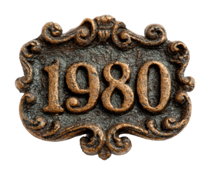 Celebrating 1980 vintage style emblem retro home isolated on transparent background