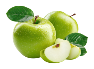 Harvesting fresh green apples orchard food nature isolated on transparent background