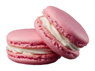 Delicious pink macarons bakery food sweet treats isolated on transparent background