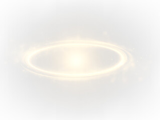Golden glowing halo on transparent background creates a calming visual effect in a serene setting