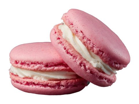 Delicious pink macarons bakery food sweet treats isolated on transparent background